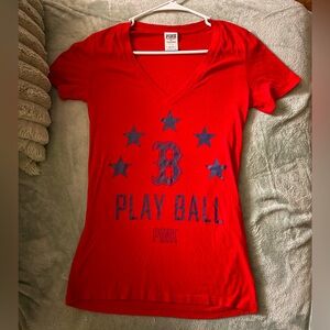 PINK Victoria's Secret Red Play Ball Tee - Boston Red Sox Logo*final price drop*